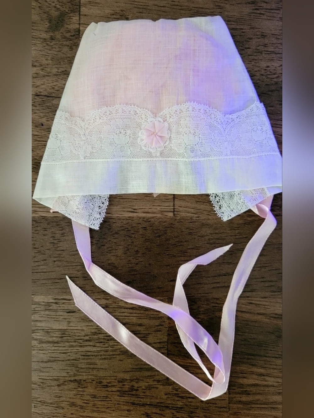 Delicate Lace Baby Bonnet Handkerchief